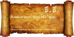 Bamberger Benjámin névjegykártya